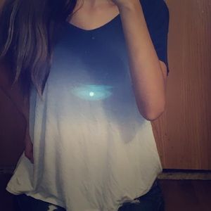 blue to white ombre flowy tee